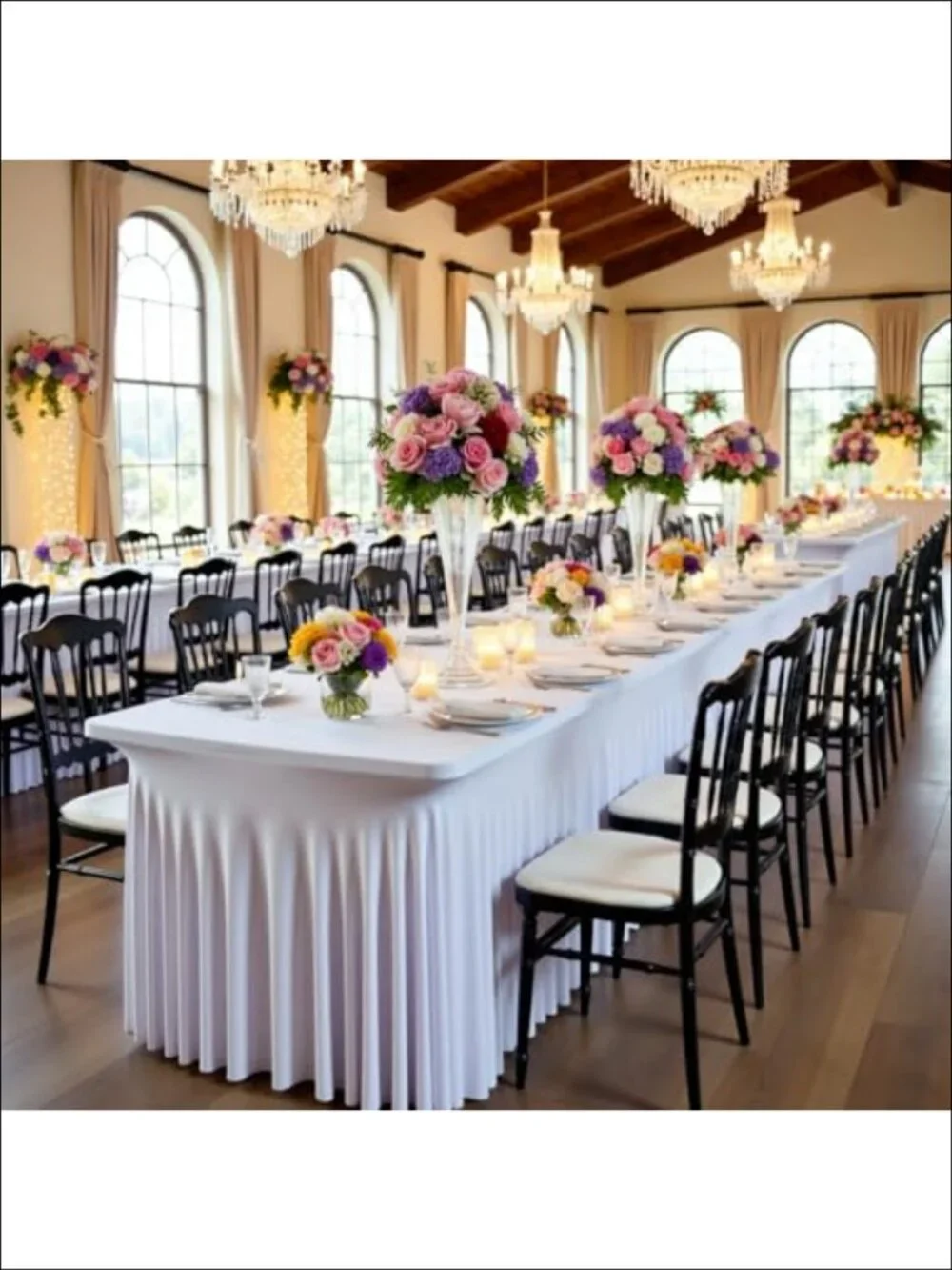 Spandex Tablecloth 6FT Rectangular Wrinkle-Free 4 Pack Table Covers